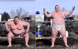 nj-new jersey Gov. Chris Christie was challenged to a sumo match in a YouTube movie.